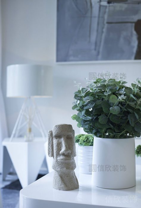 瓷磚純白綠植休息區(qū)工作臺(tái)臥室設(shè)計(jì)