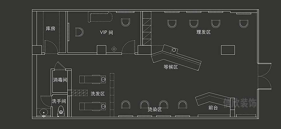 深圳龍崗美發店裝修設計平面布置