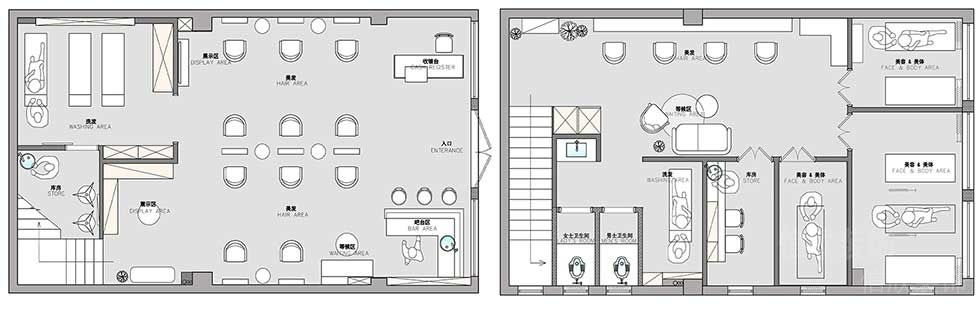 深圳福田美容美發spa館裝修設計平面布置