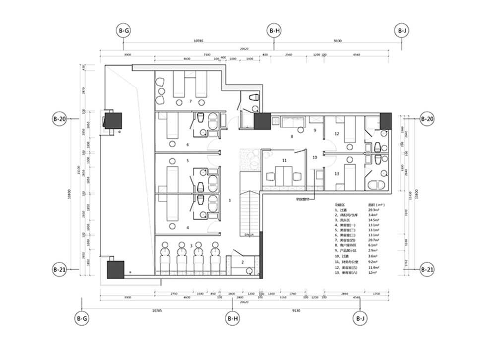 深圳鹽田美發沙龍裝修設計平面布置圖