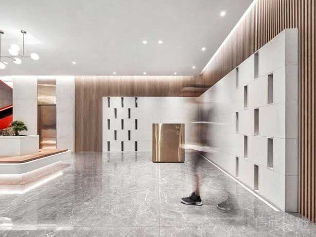 展示區(qū)瓷磚地面木飾面背景墻裝修設(shè)計(jì)效果圖