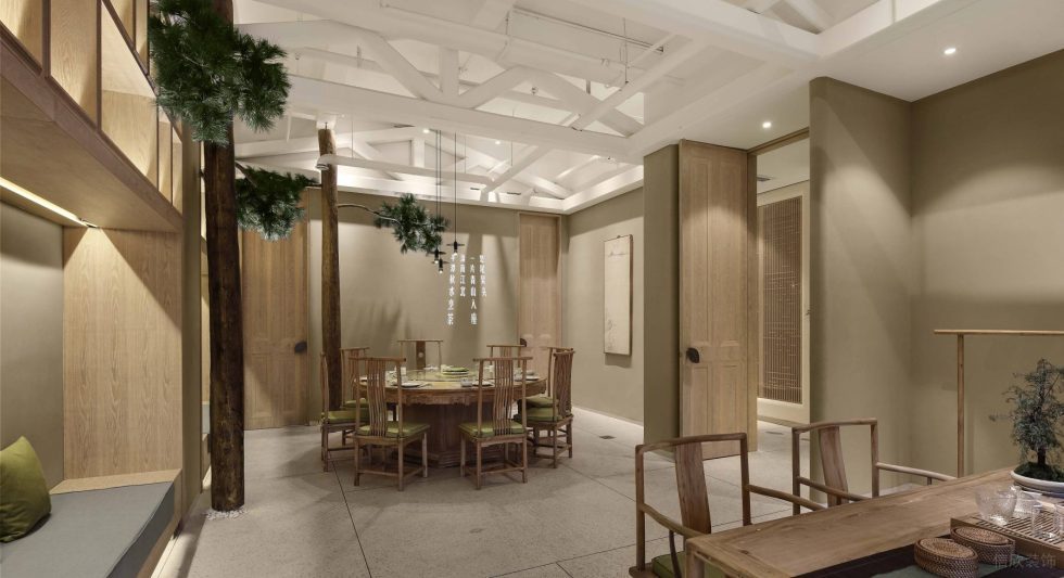 簡約原木風中餐廳原木用餐區(qū)裝修設(shè)計